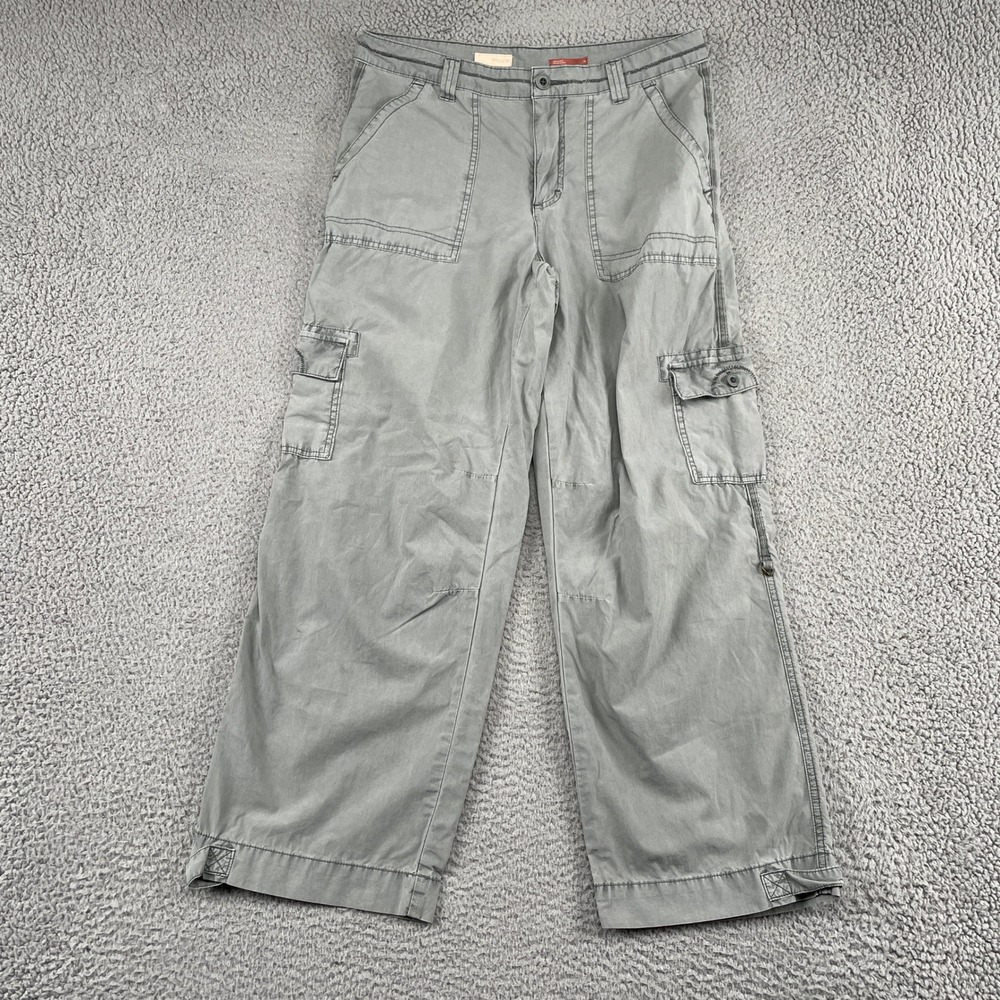 Pilcro Cargo Pants Womens 29 Gray Wide Leg Utility Cotton Lyocell Blend